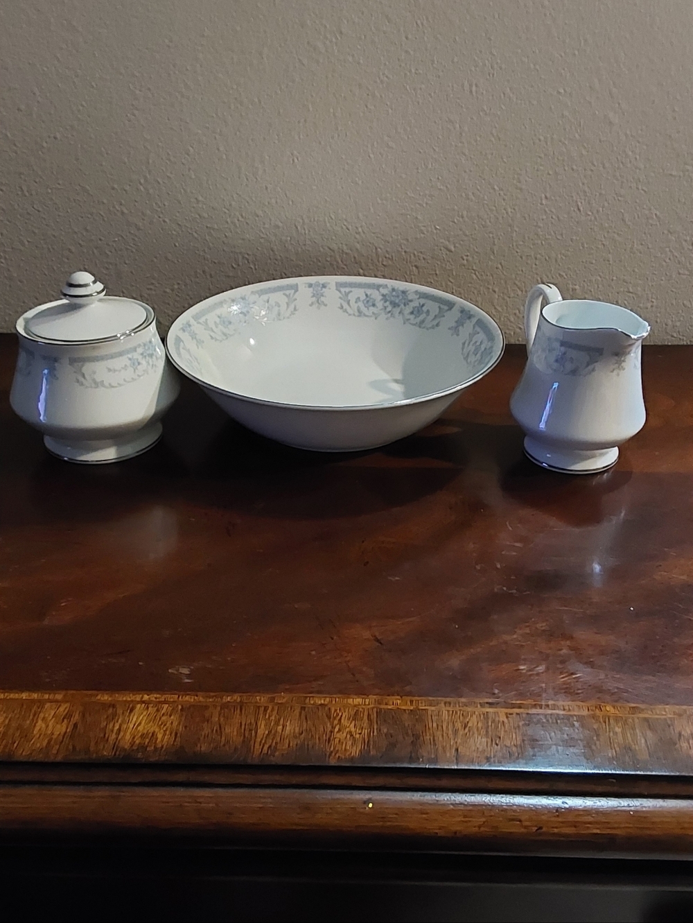 Classic White and Light Blue Whisper Floral Porcelain Tea Set - 3 Piece - Picture 2 of 3